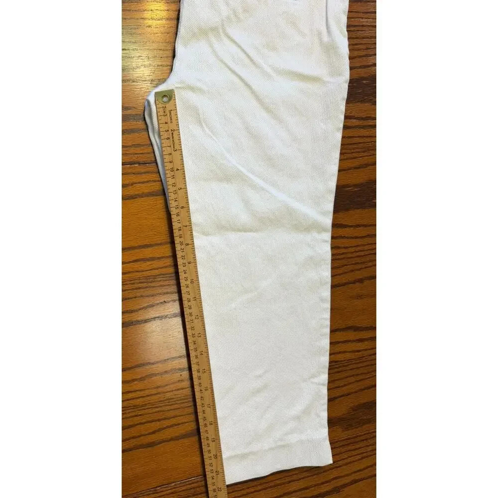 Anne Klein Crop Pants Women's White Textured Straight Leg Work Office Trousers